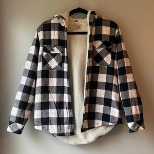 Plush lined hooded flannel